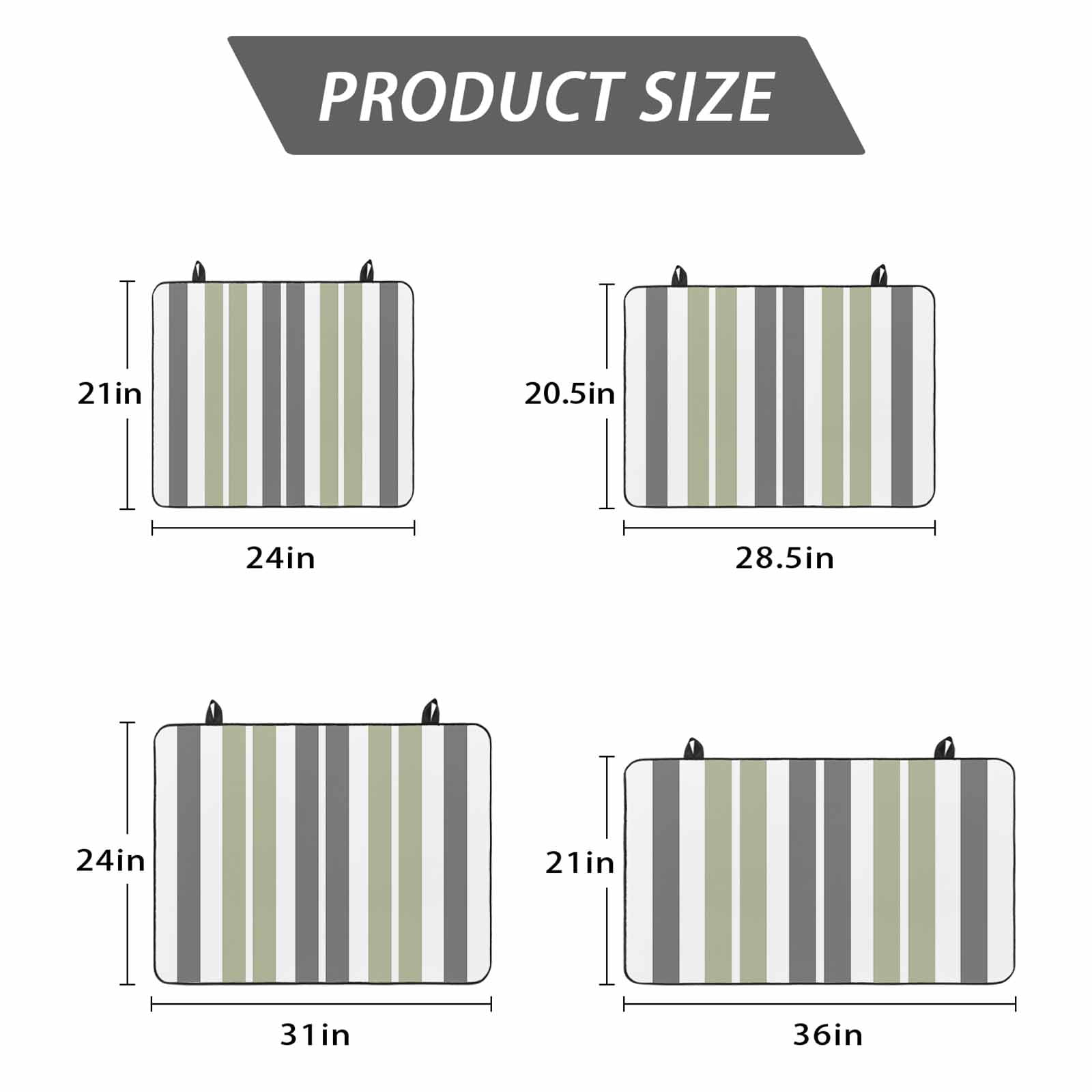 Sage Green Grey Striped Stove Top Cover for Electric Stove, Heat-proof & Non Slip Glass Top Stove Cover Protector, Gray Modern Abstract Art Kitchen Flat Cooktop Rubber Mat 24x21 Inches