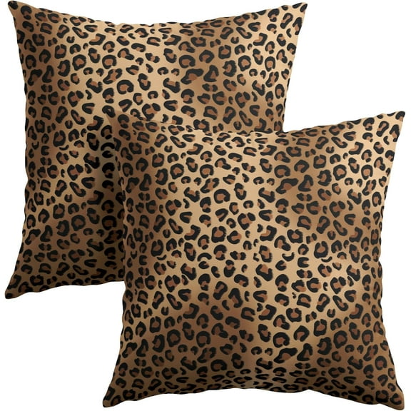 Ryan; Set of 2 Decorative Throw Pillow Covers Leopard Pillowcase 18x18 Inch Cheetah Skin Print Cushion Cover Animal Farm Fashion Brown Outdoor Pillow Protector for Home Sofa Bedroom