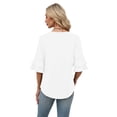 thumbnail image 6 of Ronuti Womens Blouses Ruffle Sleeve Top V Neck Shirts Casual Outfit Bell Sleeve Cute Tee Spring Summer Fashion Clothes, 6 of 9