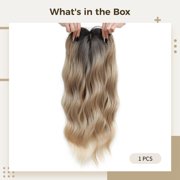 22 Inch Gradient Deep Golden Wavy Hair Topper for Women, Synthetic Heat-Resistant Fiber, Realistic Lace Scalp, Secure Fit with Anti-Slip Clips