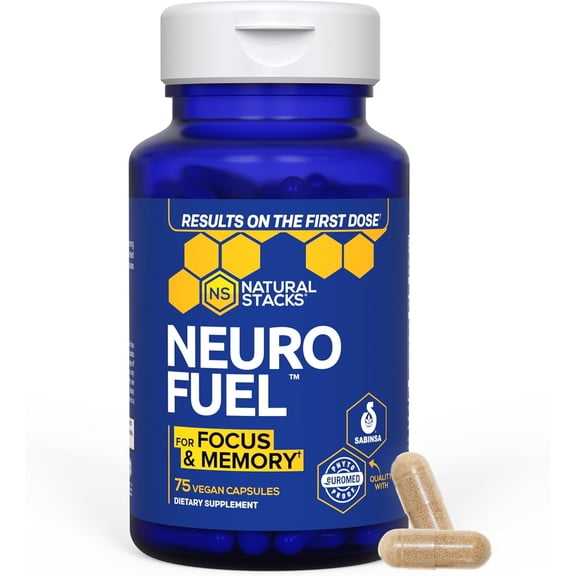 NATURAL STACKS NeuroFuel Nootropic Brain Support Supplement - 750mg L-Carnitine & 500mg L-Phenylalanine - Brain Supplement for Memory and Focus* - 75 Focus Pills