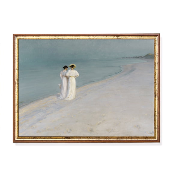 Vintage Beach Walk Art Print Poster Women by the Sea, Coastal Wall Decor, Size 24x36 UNFFRAMED F03.1.7l306