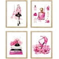 thumbnail image 2 of PixonSign Framed Wall Art Fashion Sketch Paris France Eiffel Tower Perfume Posters, Set of 4 Pink Preppy Room Digital Art Minimalism Modern Canvas Prints for Home Decor - 8"x10" Natural, 2 of 5