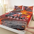 thumbnail image 4 of Castle Fairy Graffiti Fire Truck Full Size Sheets 4-Piece for Boys, Flame Splash Print Bed Sheets for Bedroom, Red Black, 4 of 6