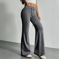 thumbnail image 4 of Flared Leggings for Women Drawstring High Waisted Wide Leg Yoga Pants Soft Comfy Flare Sweatpants Y2k Bell Bottoms Dark Gray XL, 4 of 7