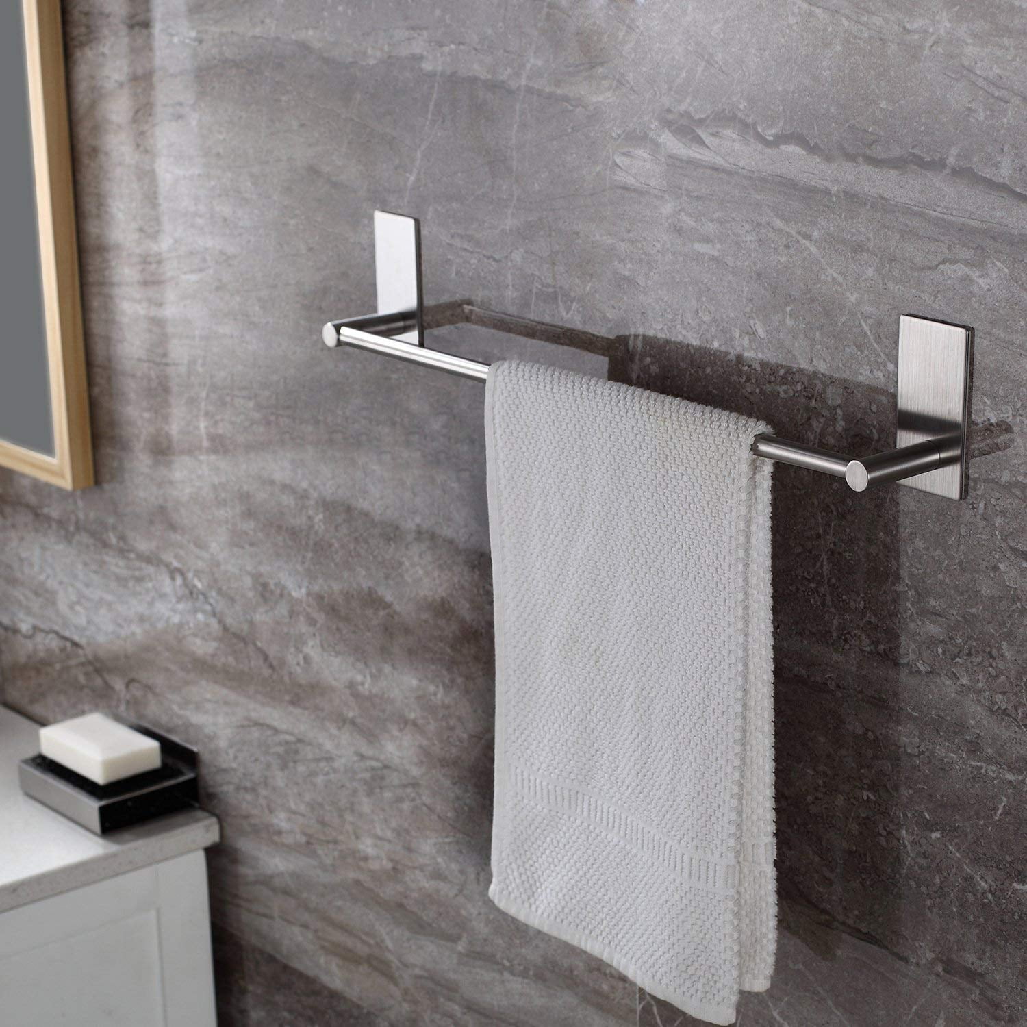 3M Self Adhesive Brushed Gold Towel Bar Ring SUS304 Bathroom Accessories Hooks