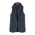 thumbnail image 6 of Women's Fuzzy Fleece Vest Oversized Sleeveless Sherpa Jacket Casual Lightweight Hooded Outerwear with Pockets Navy S, 6 of 9