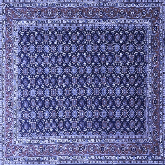 Ahgly Company Machine Washable Indoor Square Persian Blue Traditional Area Rugs, 8' Square