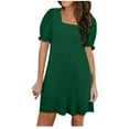 thumbnail image 2 of Timegard Dresses for Women Drop Shoulder Square Neck Puff Short Sleeve Loose Comfy Casual Dress Fashion, 2 of 6