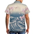 thumbnail image 3 of Uorisanigo Peach Blossom Waves Couple Matching Outfit Men's Button Up Shirt Hawaiian Tops Plus Size and Womens Sleeveless Dress with Pocket Fashion Summer Beach Sundress, 3 of 7