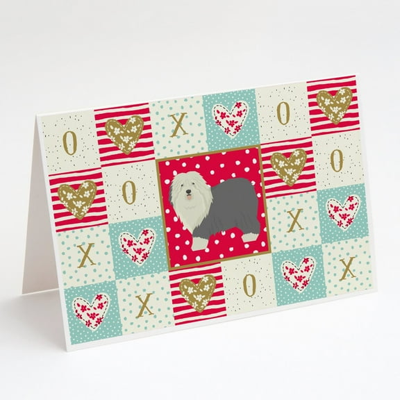 Old English Sheepdog Love Greeting Cards and Envelopes Pack of 8