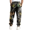 thumbnail image 3 of Havenx Camo Cargo Sweat Pants for Men Maple Leaf Print Drawstring Waist Tapered Cargo Pants with Flap Pockets Straight Wide Leg Joggers Hunting Casual Fashion Loose Fit Y2k Streetwear,Black 2XL, 3 of 4