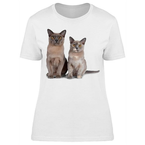 Two  Standing Cute Cats T-Shirt Women -Image by Shutterstock, Female Medium