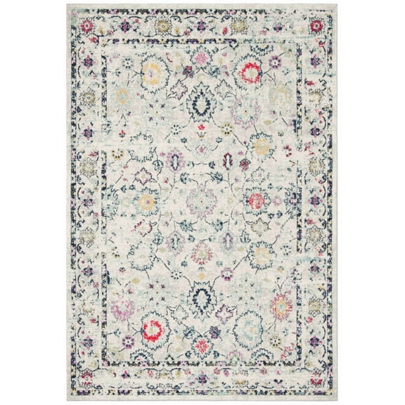 SAFAVIEH Madison Kirsteen Floral Bordered Area Rug, Light Grey/Fuchsia, 8' x 10'