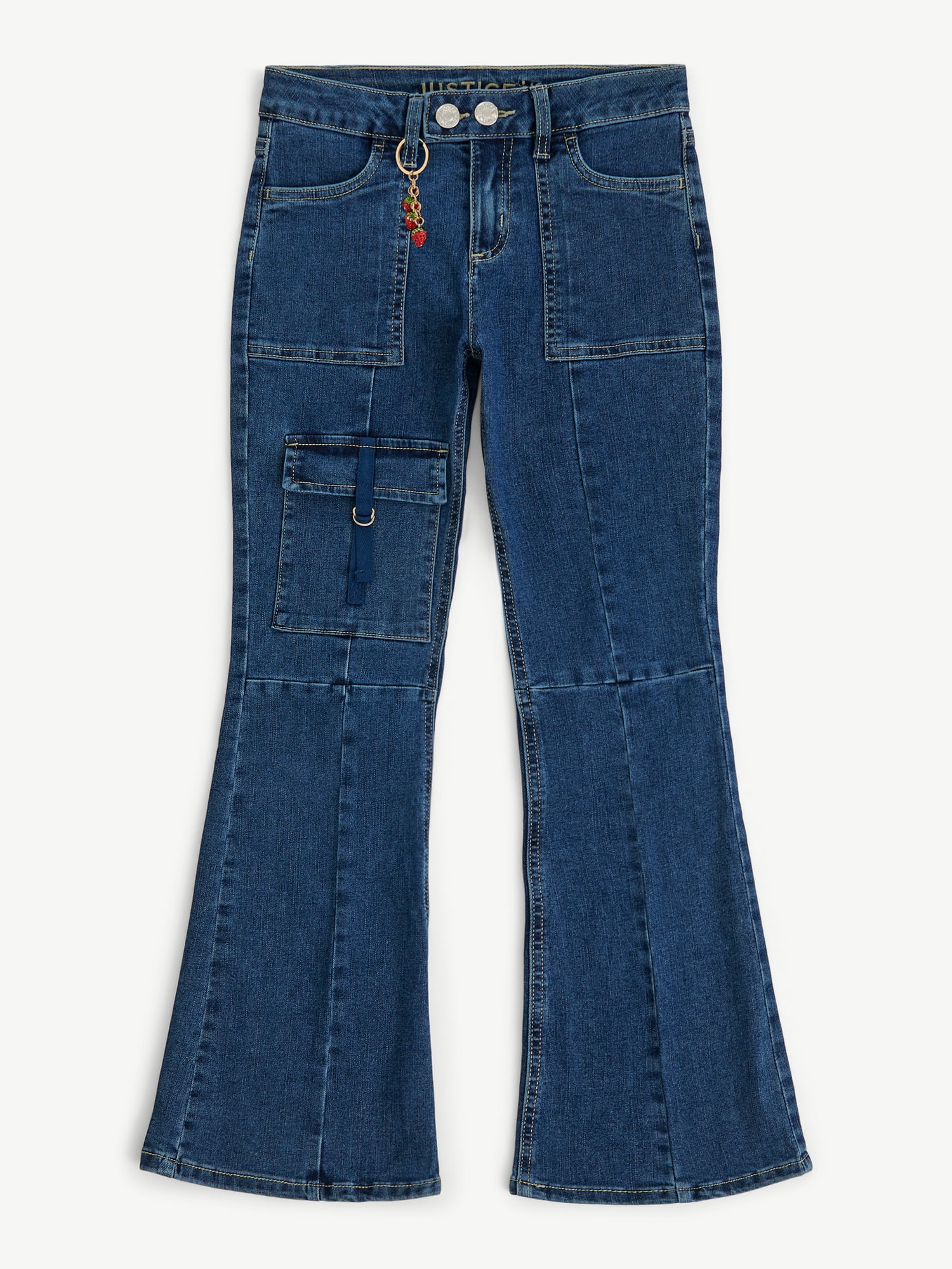 Justice Girl's Cargo Flare w/ Keychain, Sizes 6-18, Slim & Plus