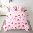 thumbnail image 2 of Homewish Kids Red Strawberry Bedding Comforter Set, Girly Pink Bow-tie King Bedding Sets, Cartoon Yummy Fruit Reversible Bed Sheets, Luxury Bedroom Decor, 2 of 7