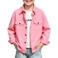 thumbnail image 3 of LTTVQM Girls Boys Button Down Shirt Casual Long Sleeve Collared Comfortable School Uniform Shirts with 2 Pockets Fashion Basic Classic Relaxed Fit Blouse Pink 10-11 Year, 3 of 6