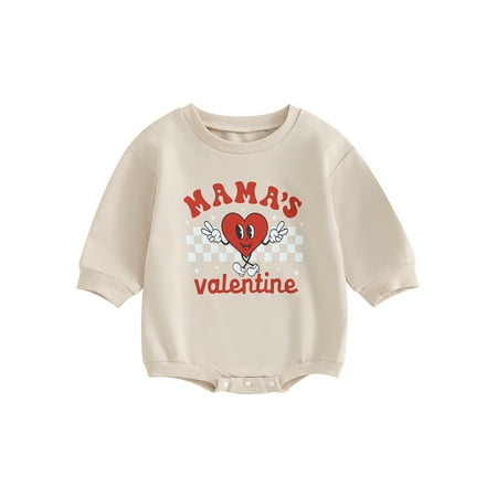 

Canis Baby Romper with Heart Letter Print and Long Sleeves