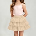 thumbnail image 5 of hoksml Girls Back to School Tiered Ruffle Skirt, Elastic Waist Layered Mini Skirt with Built-in Shorts for Kids, 5 of 9