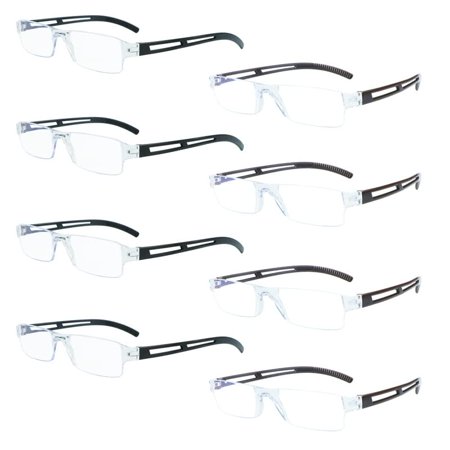 8 Pack Reading Glasses, Blue Light Blocking Computer Reading Glasses for Women and Men, Anti Glare Lightweight Readers (4 Black+4 Brown,+3.25)