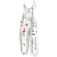 thumbnail image 5 of Gifts Jumpsuits for Women Beach Vacation Fashion Loose Pocket Cotton Linen Wide Leg Baggy Strap Jumpsuits Overalls Summer Formal Leaves Print Round Neck Sleeveless Long Rompers Green s, 5 of 5