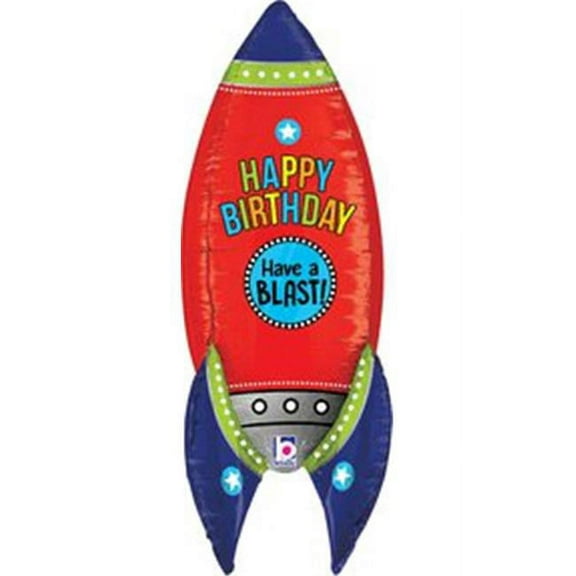 Betallic 78673 36 in. Birthday Rocket Dimensional Balloon