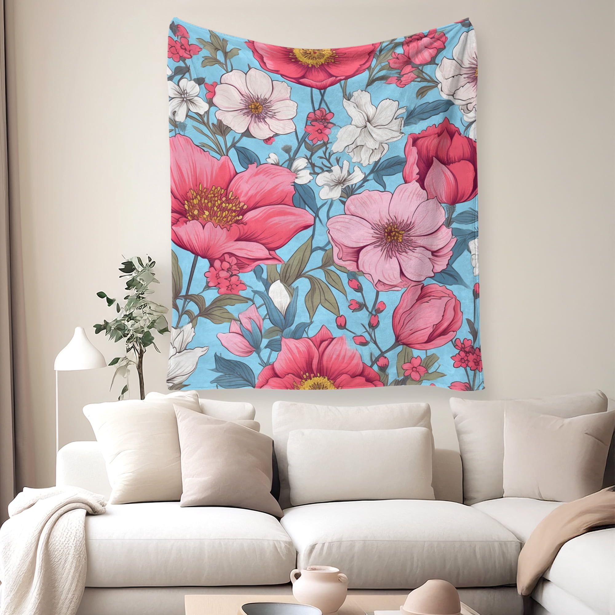 Flannel Fleece Throw Blanket, Soft Large Throw Blanket, Lightweight Cozy Plush Throw Blanket Fit Sofa Bed, 50"x60", Florals