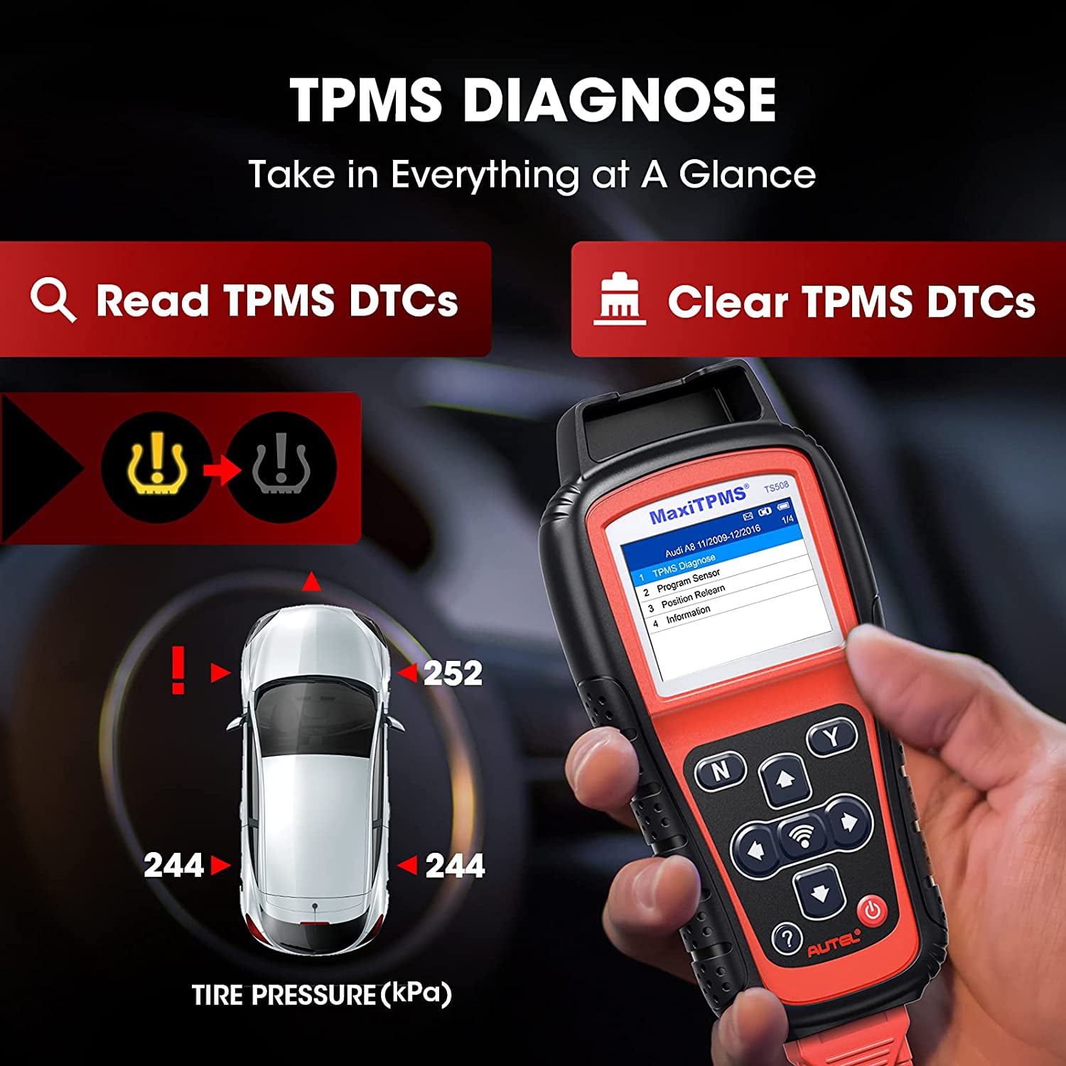 AUTEL MaxiTPMS TS508WF Diagnostic Scanner Code Reader Activate tire pressure 
