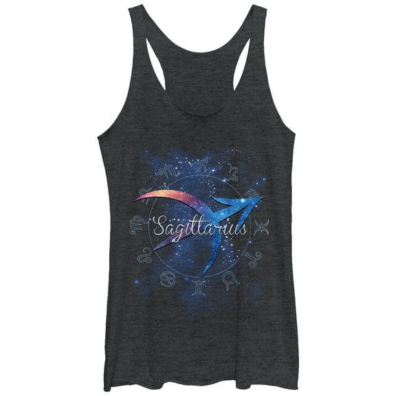 Women's Lost Gods Sagittarius  Racerback Tank Top Black Heather X Large