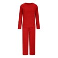 thumbnail image 5 of yievot Lounge Sets for Women Long Sleeved Knitted Two Piece Sweater and Pants Pajamas Loungewear, 5 of 8