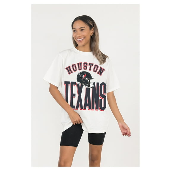 Women's Gameday Couture White Houston Texans Oversized Classic Fierce Focus T-Shirt