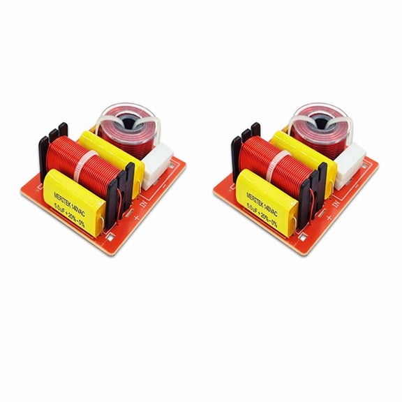 2X Speaker 2 Way Audio Board Frequency Divider Treble 2 Unit Crossover Filters 120W Bookshelf HIFI Speaker Divider,2 x Speaker Crossover,Red & Yellow