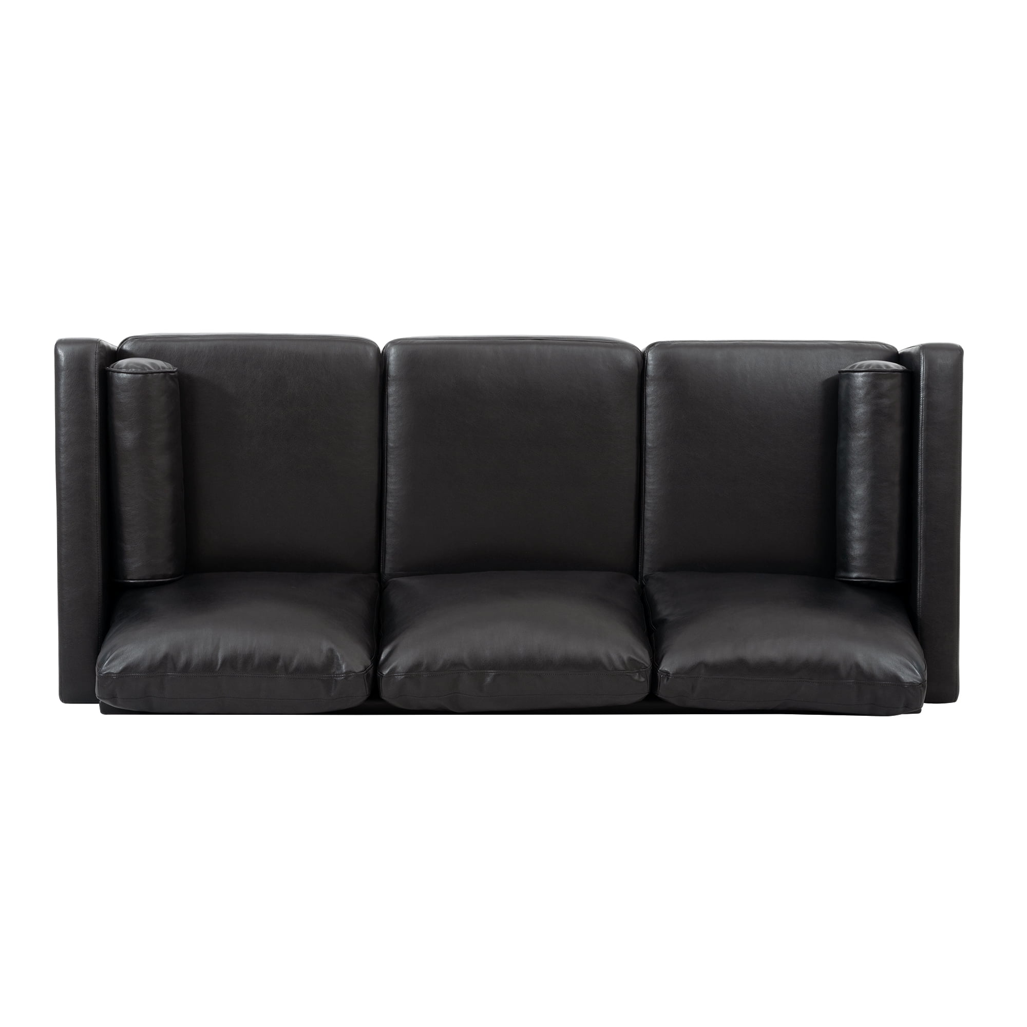 Kadyn 77" Sofa Couch, 3 Seat Comfy Couches for Living Room, Upholstered PU Sofa with Iron Wood Structure, Black Kadyn 77" Sofa Couch, 3 Seat Comfy Couches for Living Room, Upholstered PU Sofa with Iron Wood Structure, Black