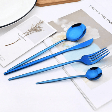 24-Piece Mirror Black Polished Flatware, 18/0 Stainless Steel Dinnerware Set Include Knife Fork Spoon Teaspoon Cutlery Set For Home Restaurant And Party Service For 6, Dishwasher Safe
