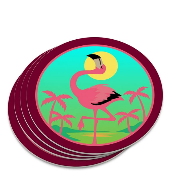 Download Flamingo Palm Trees Tropical Vacation Novelty Coaster Set ...
