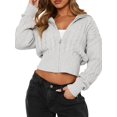 thumbnail image 2 of Zip Up Sweatshirts for Women Casual Outfits Cardigan Outerwear Trendy Winter Jackets Coat Grey XL, 2 of 8