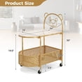 thumbnail image 3 of Gymax 2-Tier Mobile Glass Coffee Table with Bear Pattern Storage Basket, Transparent & Golden, 3 of 10