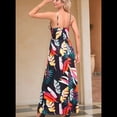 thumbnail image 4 of Vestido de Verano 2025 para Mujer, con Estampado Floral, Lazo Frontal, Tirantes Finos, Informal, Bohemio, para Playa, Suelto, Negro, Talla L, 4 of 6