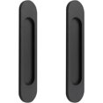 thumbnail image 1 of Juego de 2 manijas de puertas corredizas ovaladas de aleación de aluminio negro mate autoadhesivas sin perforación para puertas corredizas de Granero, ventanas y gabinetes, 1 of 5