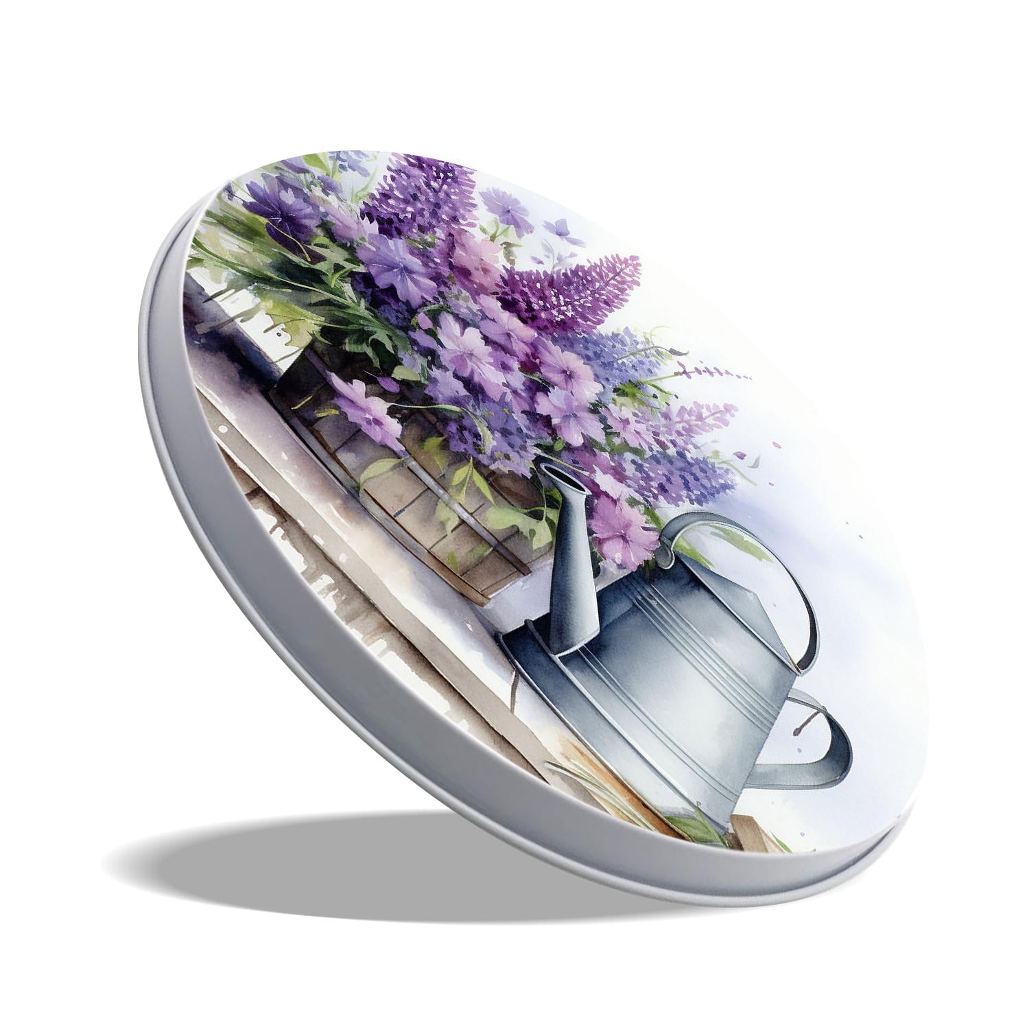Decorative Stove Burner Covers 4 Pcs Metal Gas Stove Burner Cover 8Inch And 10Inch ,Spring Flowers Lavender White Wood Painting