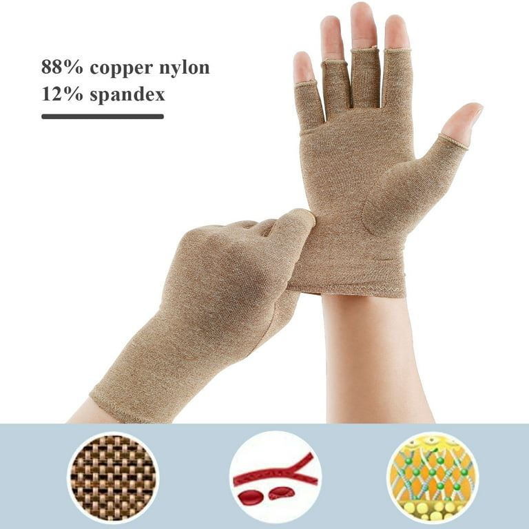 Copper Compression Arthritis Gloves | Fingerless Arthritis Carpal Tunnel  Pain Relief Gloves For Men & Women | Hand Support Wrist Brace For  Rheumatoid