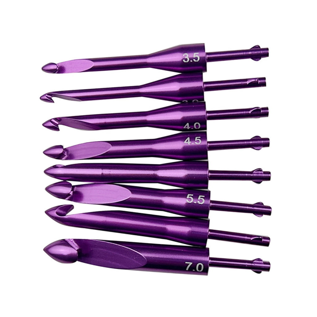 Oasiva Aluminum Crochet Hook with 8 Interchangeable Tip Knitting Marker Knitting Needle Ergonomic Crochet Needle 3.0mm-7.0mm