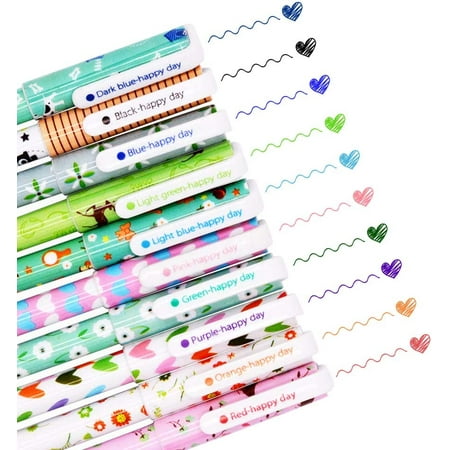 10 Pcs Cute Pens Kawaii Pens Fun Pens, 0.38mm Coloured Writing Gel