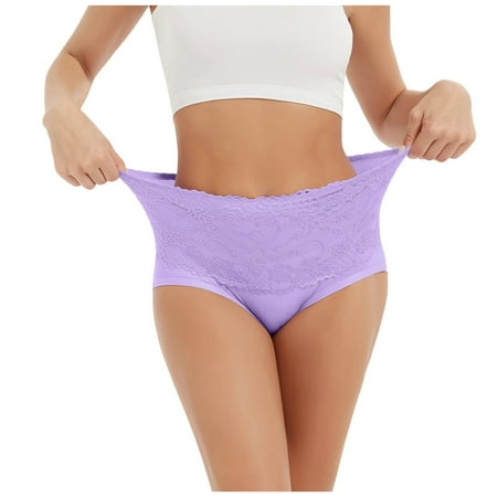 

Dtydtpe underwear women Women High Waist Tummy Control Panties Underwear Shapewear Brief Panties cotton underwear for women Purple