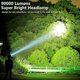 thumbnail image 2 of Headlamp Rechargeable LED Headlamp for Adults, 90,000 Lumens Super Bright 90 Adjustable Headlamp 4 Modes IPX5 Waterproof USB Rechargeable Headlamp, 2 of 5