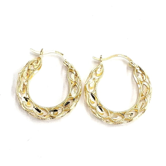 New 10K yellow Gold 0.85" 3.85mm Turkish hoop Earrings Round fine jewelry 2.6g