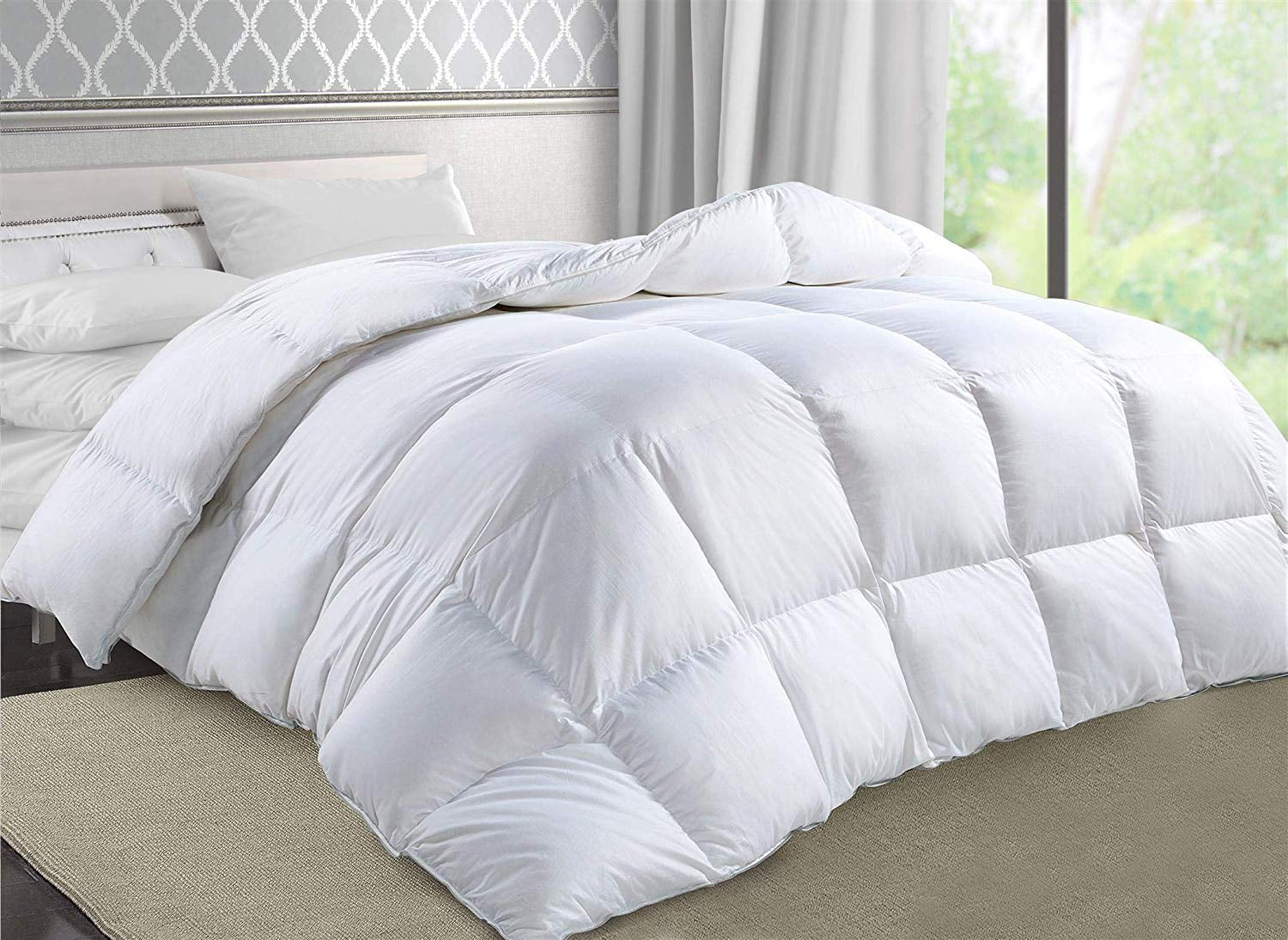 queen comforter set (white, queen) duvet insert grey down alternative