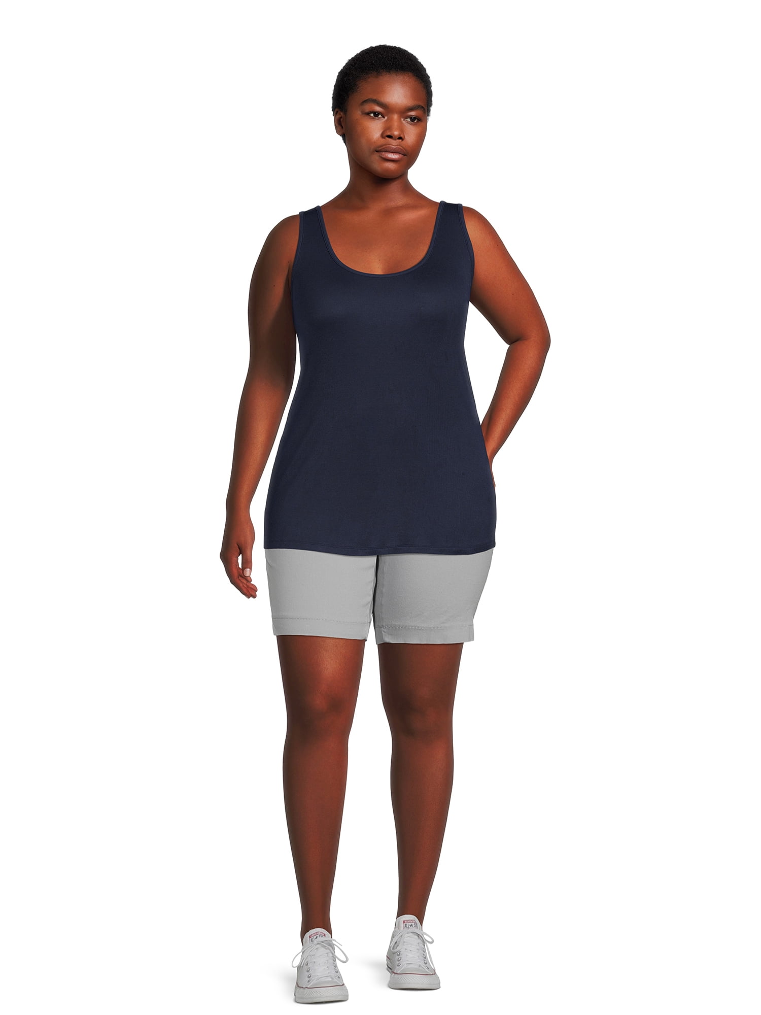 JMS Just My Size by Hanes Women's Plus Size Pull On Shorts with Pockets, Single and 2-Pack, 9” Inseam, Sizes 0X-4X