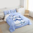 thumbnail image 3 of Castle Fairy 3-Piece Queen Size Comforter Set - Blue Snowman Christmas Print, 3 of 8
