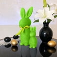 thumbnail image 2 of Easter Bunny Figurines Decor 2PCS 8.66 and 4.73 Inch with Bow Ties, Flocked Rabbit Centerpiece for Spring Table, Indoor Home and Office Shelf Decorations, Easter Party and Seasonal Gift Idea, 2 of 5